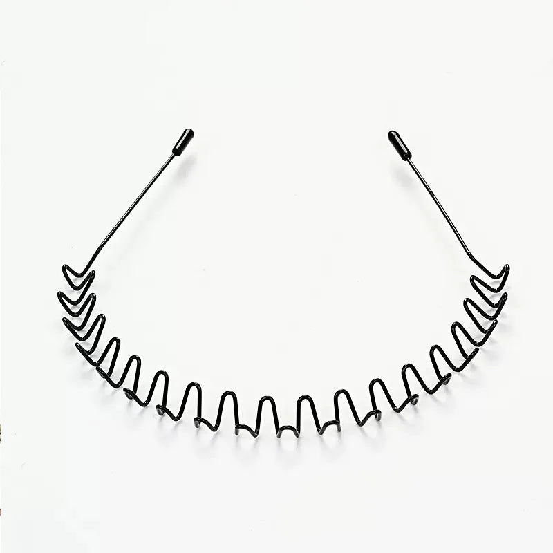 Diadema unisex de metal negro – Aro de pelo ondulado elástico antideslizante para hombres y mujeres | Accesorios para el cabello sencillos y a la moda