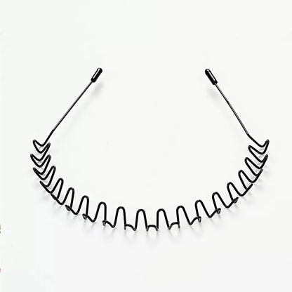 Diadema unisex de metal negro – Aro de pelo ondulado elástico antideslizante para hombres y mujeres | Accesorios para el cabello sencillos y a la moda