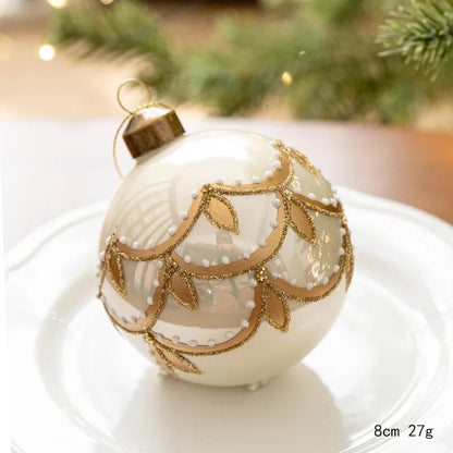 8CM Hand-Painted Glass Ball Christmas Ornaments – Decorative Hanging Pendants for Christmas Tree, Window Display & Holiday Home Decor