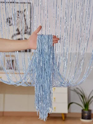 Cortina decorativa de hilos – Separador de ambientes con borlas para puertas, ventanas y decoración del hogar