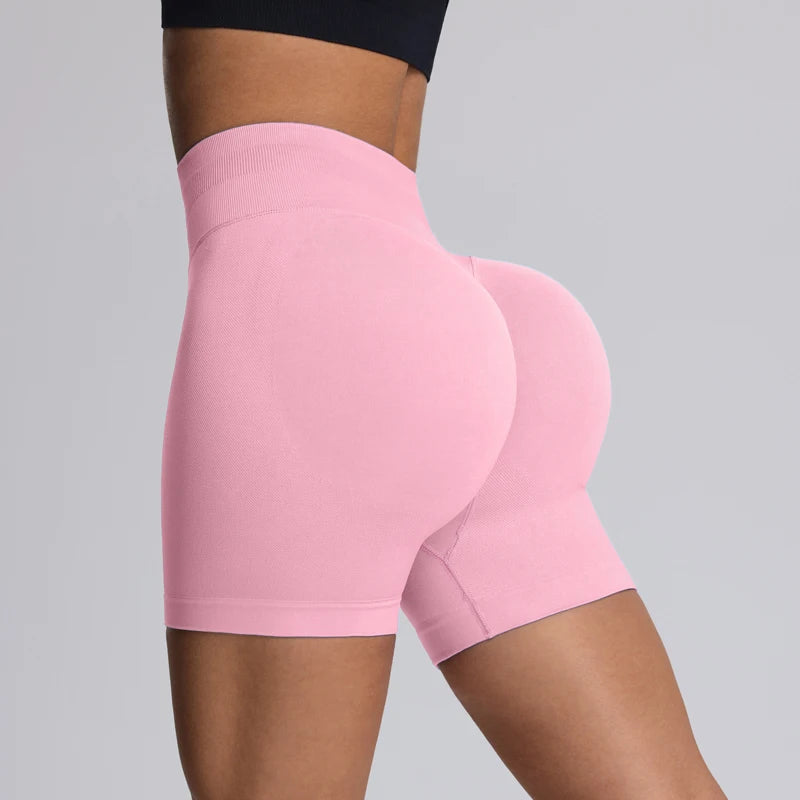 Shorts de yoga femme taille haute gainant sans couture pour l'entraînement, la salle de sport, la course et le fitness, à fort impact