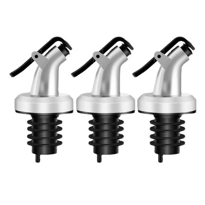 3PCS Silver Oil Bottle Pour Spouts – Plastic Spray Nozzle Caps for Soy Sauce, Vinegar & Cooking Oil Kitchen Bottles