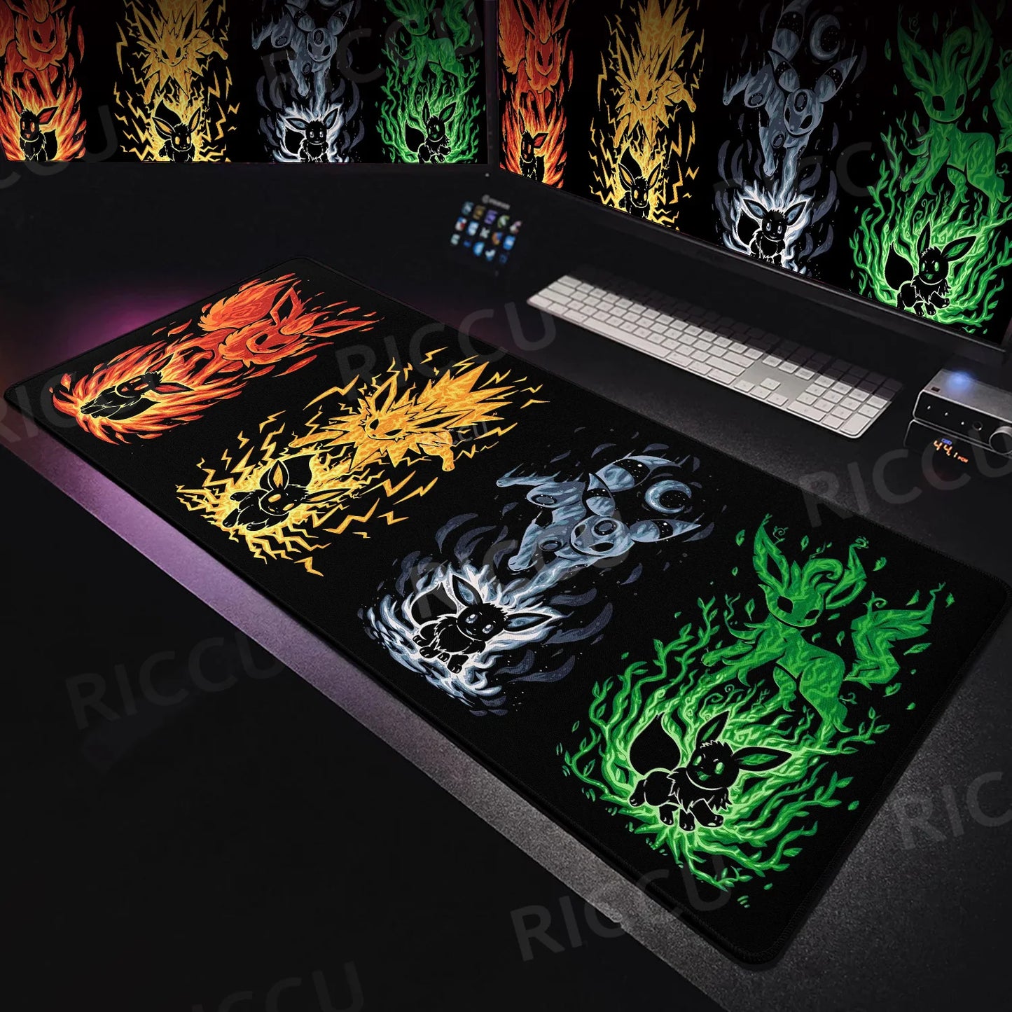 Japan Anime Gamer XXL Desk Mat – Eevee Kawaii Extended Mouse Pad (900×400 Gaming Keyboard & Mouse Pad)