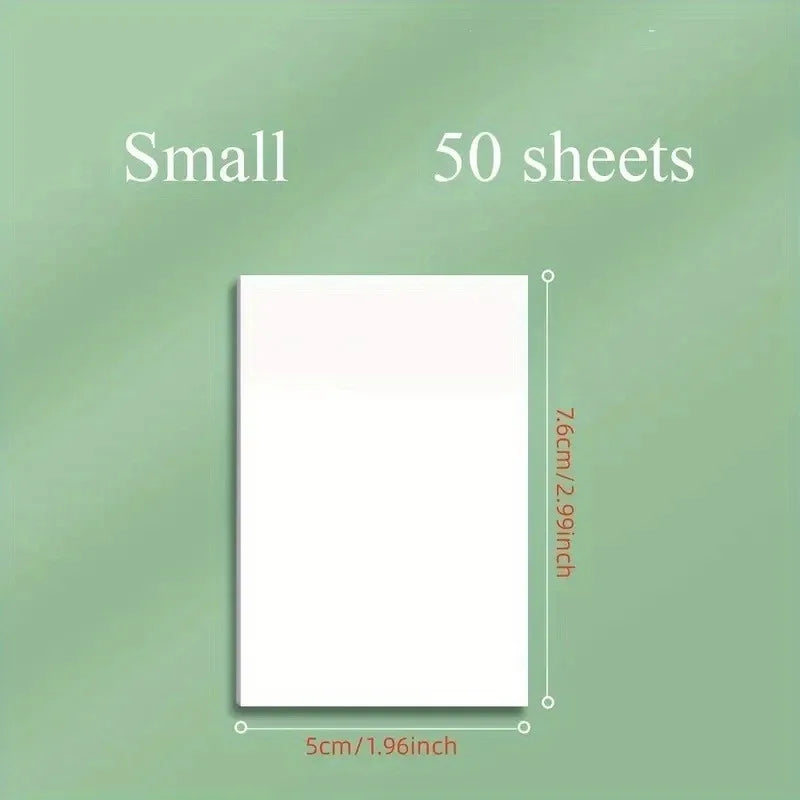 50 Sheets Transparent Waterproof Sticky Notes – Self-Adhesive Memo Pad, Clear Marker Labels for School, Office, Journaling & Stationery Use