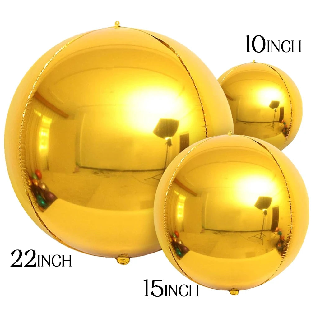 Globos metálicos redondos de aluminio 4D – Decoraciones para fiestas de cumpleaños, bodas y revelaciones de género en oro rosa y plata