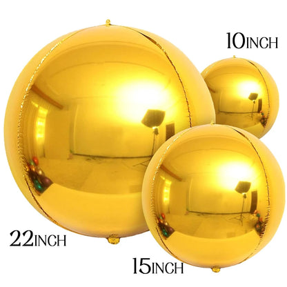 Globos metálicos redondos de aluminio 4D – Decoraciones para fiestas de cumpleaños, bodas y revelaciones de género en oro rosa y plata