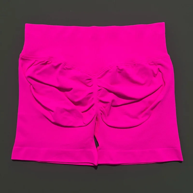 Pantalones cortos de gimnasio sin costuras con efecto Scrunch Butt para mujer – Pantalones cortos de yoga de cintura alta para correr, entrenar, fitness y ropa deportiva
