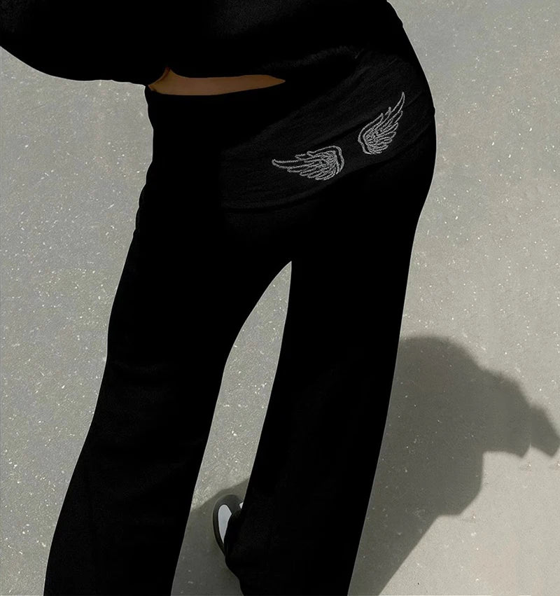 Women’s Y2K Wings Beaded Sequin Hoodie 2026 – Oversized Fleece-Lined Casual Pullover Sweatshirt, Fashion Streetwear Top