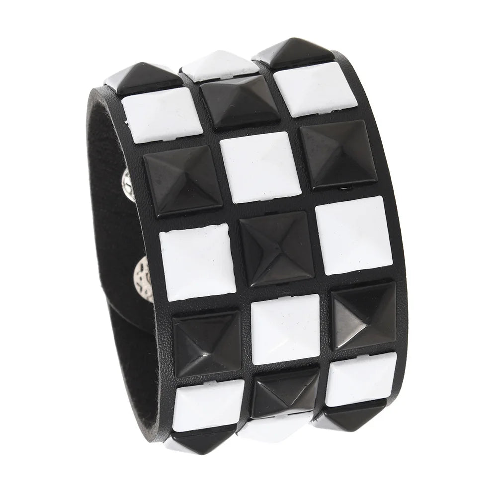 3-Piece Leather Bracelet Set – Wide Rivet Studded Wristbands for Men & Women | Vintage Punk Fashion Jewelry Gift
