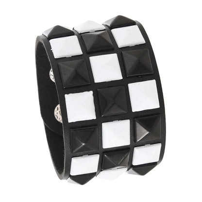 3-Piece Leather Bracelet Set – Wide Rivet Studded Wristbands for Men & Women | Vintage Punk Fashion Jewelry Gift