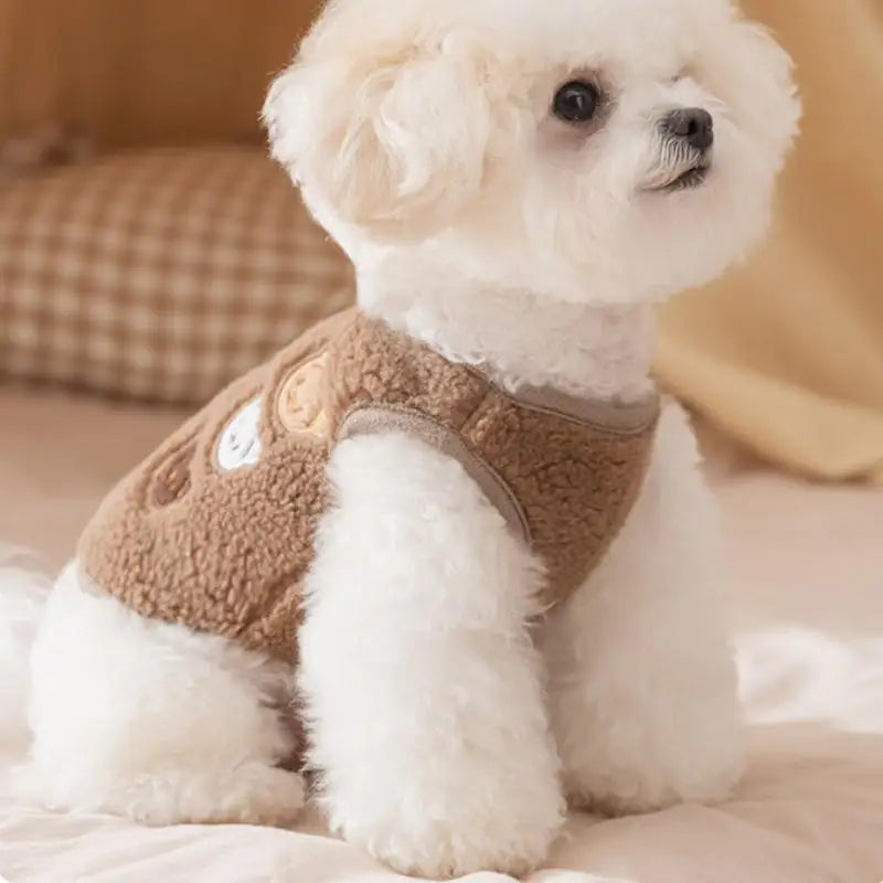 Autumn & Winter Pet Jacket – Cute Fleece Vest for Small Dogs, Puppies & Cats, Warm Cozy Animal-Themed Outdoor Clothing