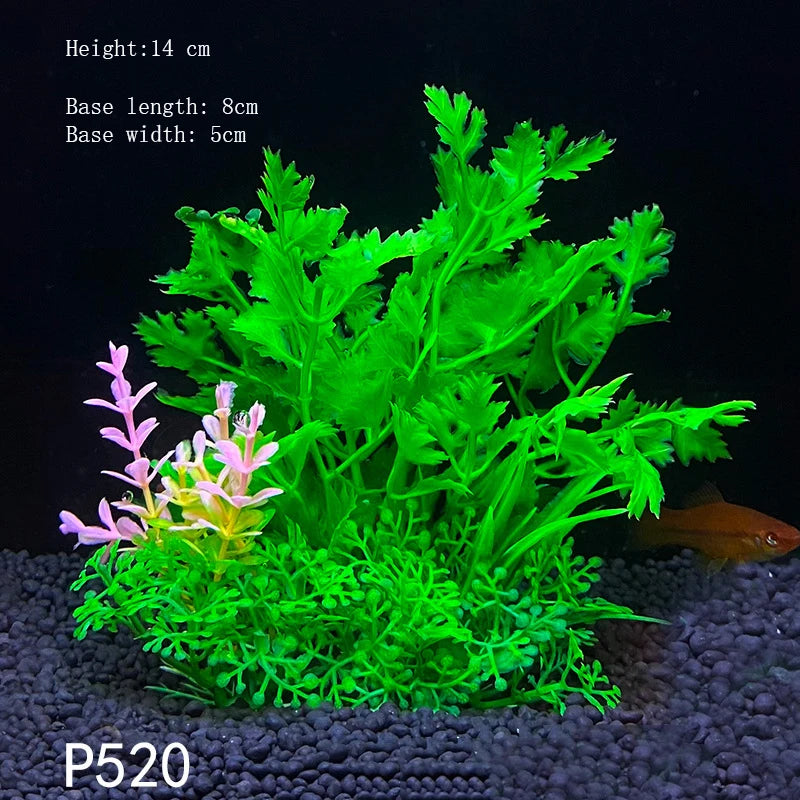 Artificial Underwater Aquarium Plants – Plastic Aquatic Fake Shrubs & Green Water Grass for Fish Tank Landscaping, Realistic Simulated Decor