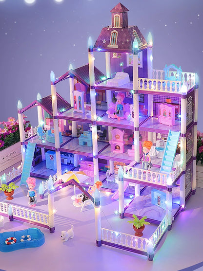 3D DIY Fantasy Princess Castle Villa Assembly Doll House Set – Creative Building Toys for Girls, Home Play & Kids 3D Educational Toy Kit