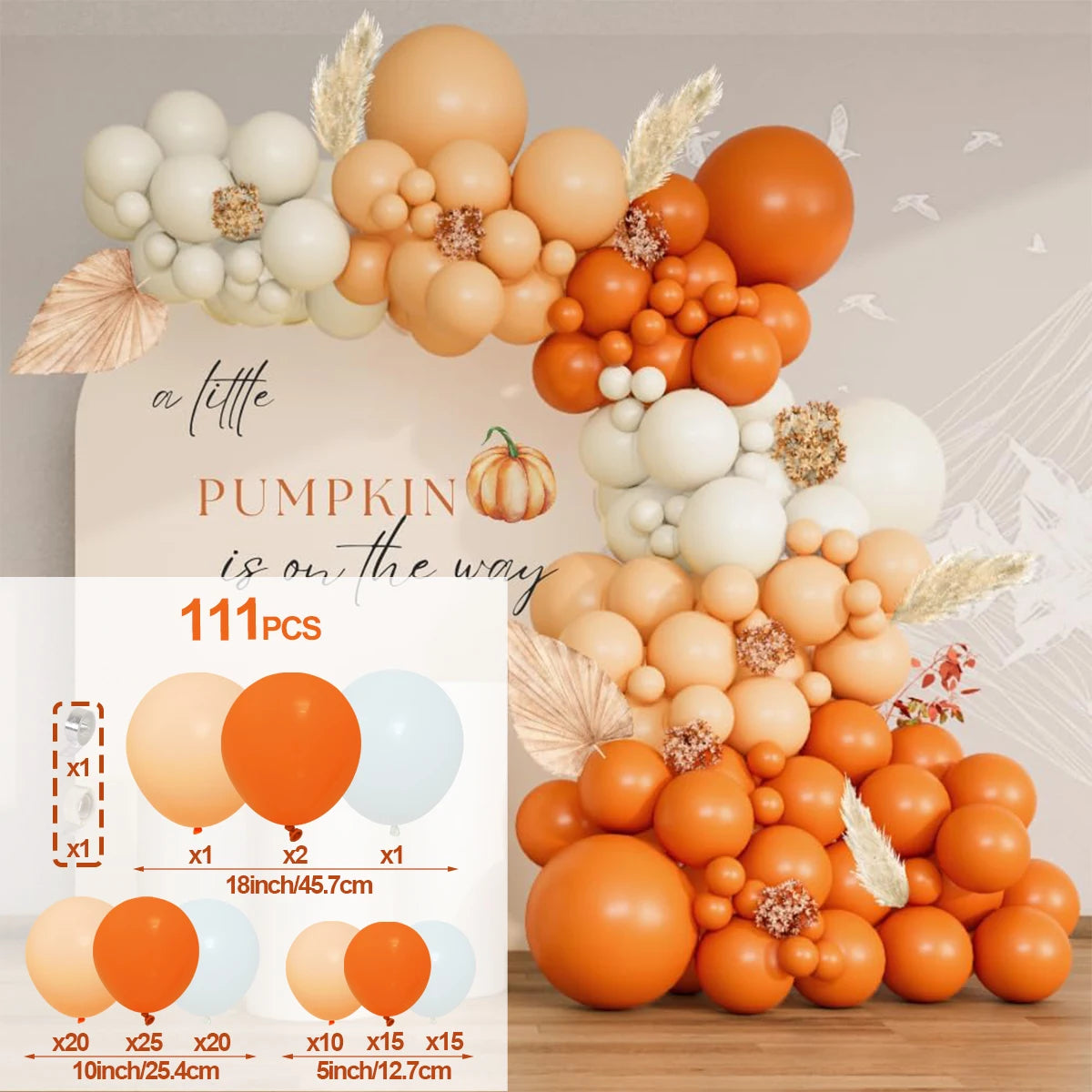 Matte Orange, Yellow, White & Gold Balloon Garland Arch Kit – Wedding, Baby Shower, 1st Birthday & Party Decorations