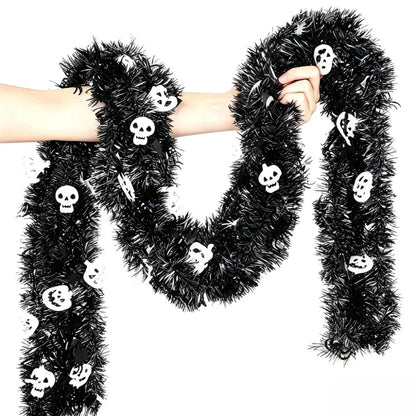 2M/4M Halloween Pumpkin Garland – Black & Orange Pumpkin Cutout Streamer, Spooky Hanging Decor for Front Doors, Outdoor Displays & Halloween Parties