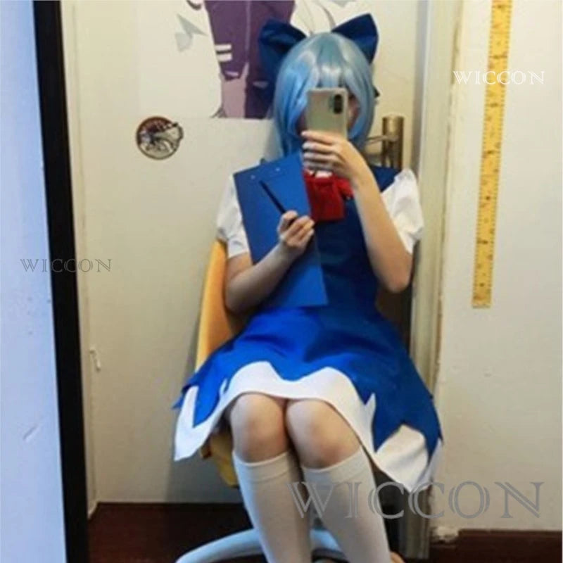 Touhou Project Cirno Cosplay Costume – The Embodiment of Scarlet Devil Outfit with Headwear