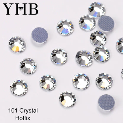 Pedrería Termoadhesiva Blanca Seda Mocca YHB – Cristales Premium de Espalda Plana para Zapatos, Bolsos, Ropa, Joyería y Manualidades DIY