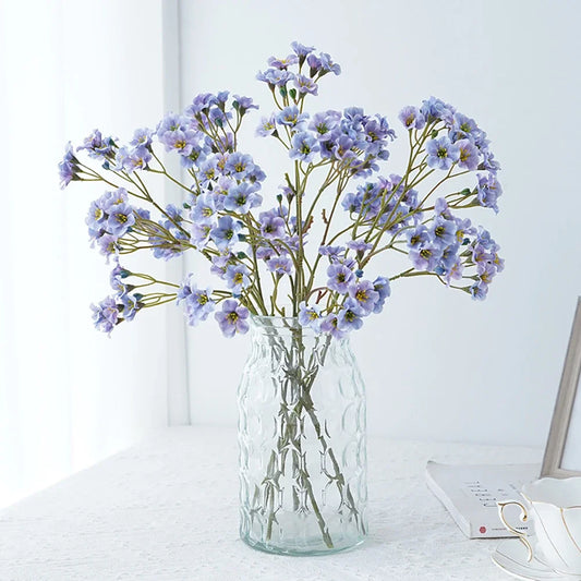 Ramo de Aciano Artificial de 3 Horquillas – Flores de Seda Falsas para Decoración del Hogar, Arreglos de Boda, Decoración de Fiestas y Proyectos Florales de Bricolaje