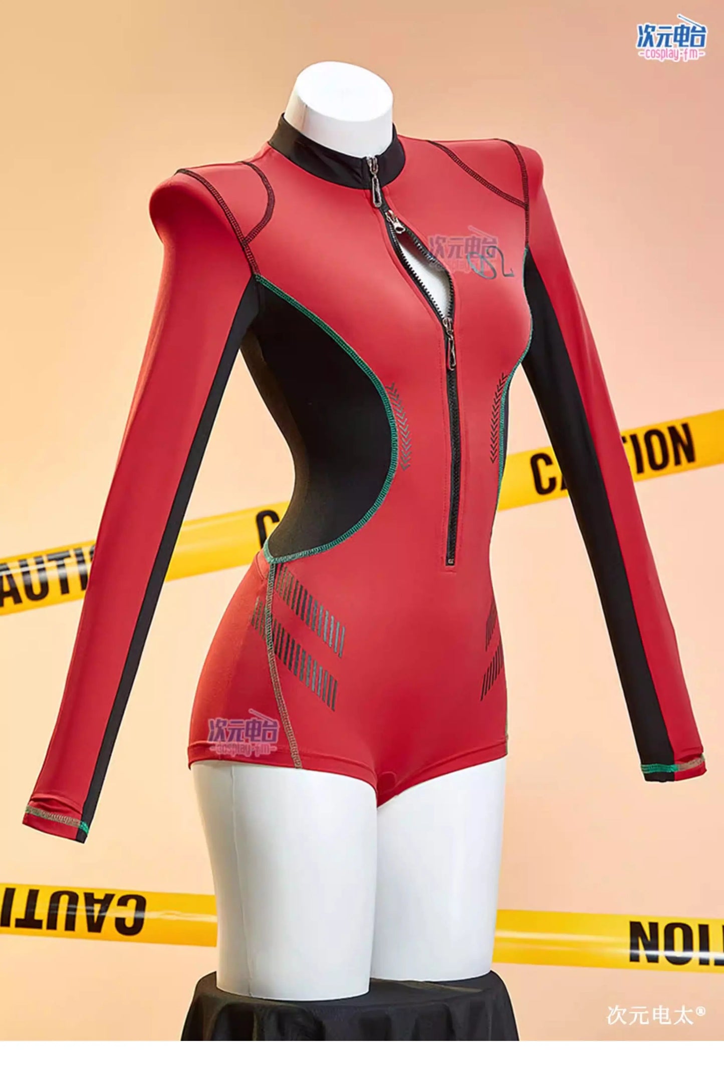 Asuka Langley Soryu Cosplay Costume – Women’s Hooded Jumpsuit with Cat Ears (Long Sleeve Bodysuit Sportswear Party Uniform Outfit)