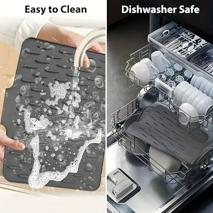 Silicone Kitchen Sink Drain Mat – Anti-Slip Heat-Resistant Countertop Drying Pad for Dishes & Tableware