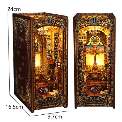 Kit de book nook à fabriquer soi-même – Maquette de maison de poupée miniature en bois à insérer dans une étagère pour adultes, loisirs créatifs et décoration d'intérieur