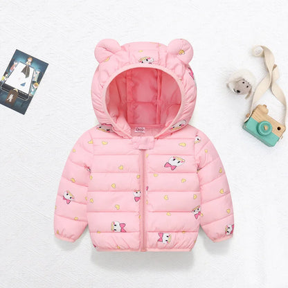 Kids’ Cartoon Hooded Winter Coat – Warm Cotton-Padded Jacket for Baby Boys & Girls, Toddler Outerwear for Ages 0–5 Years
