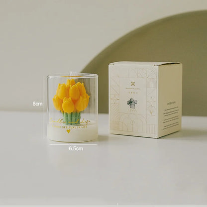 Handmade Tulip Bouquet Candle – Scented Soy Wax Aromatherapy Candle for Weddings, Birthdays, Parties & Home Decoration