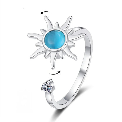 Anillo giratorio antiestrés de mariposa y flor con diamantes de imitación – Anillo giratorio antiansiedad para mujer | Joyería ajustable para aliviar el estrés