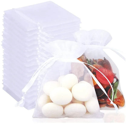 Bolsas de regalo de organza blanca de 20 a 100 unidades – Bolsas de joyería con cordón para recuerdos de boda, regalos de Navidad, empaques de dulces y accesorios para fiestas