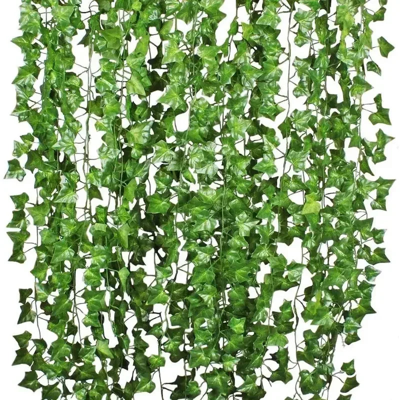 Artificial Ivy Vine Garland – Realistic Faux Green Leaf Rattan Creeper for Garden, Wedding Decor, Party Decorations, Hanging Plants & Home Decoration