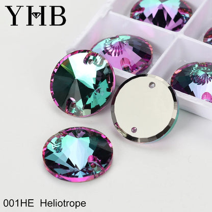 Strass à coudre YHB Crystal Rivoli – Pierres à coudre plates en verre pour vêtements, sacs et artisanat de bricolage