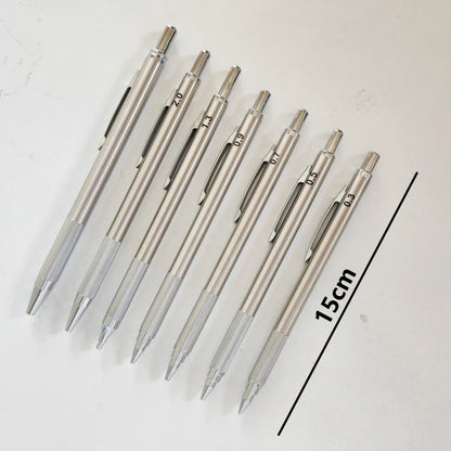 Portaminas Completamente Metálico de 0.3/0.5/0.7/0.9/1.3/2.0/3.0 mm – Lápiz de Dibujo Técnico Automático con Minas para Dibujo, Boceto, Pintura, Suministros de Oficina y Escolares
