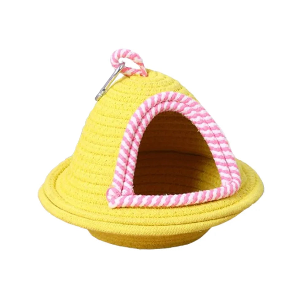 Warm Handmade Woven Bird Cage Nest – Thickened Windproof Hanging Bed, Bite-Resistant Cozy Habitat for Parrots & Pet Birds