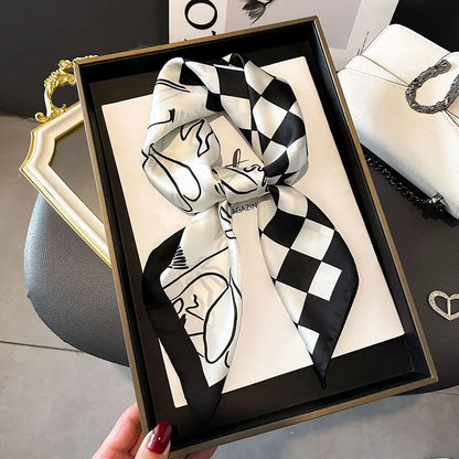 Women's Luxury Satin Silk Feel Square Scarf Printed Hair Scarf Neckerchief Bandana Hijab Wrap