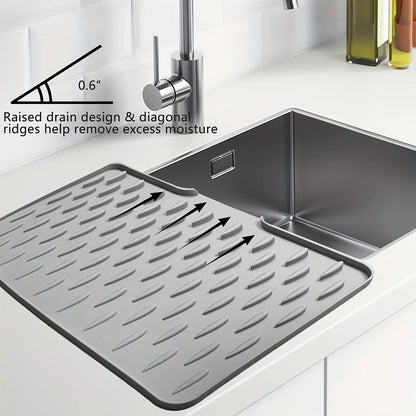 Silicone Kitchen Sink Drain Mat – Anti-Slip Heat-Resistant Countertop Drying Pad for Dishes & Tableware