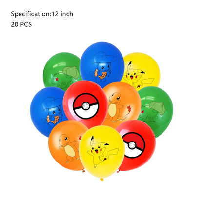 Pokémon Birthday Party Decorations – Lightning Pikachu Balloon Set with Disposable Tableware, Banner, Backdrop & Plates for Kids Events