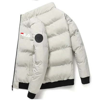 Men’s Short Winter Jacket – Thick Warm Windproof Coat with Zipper & Printed Design, Casual Outdoor Outerwear, Sizes M–5XL