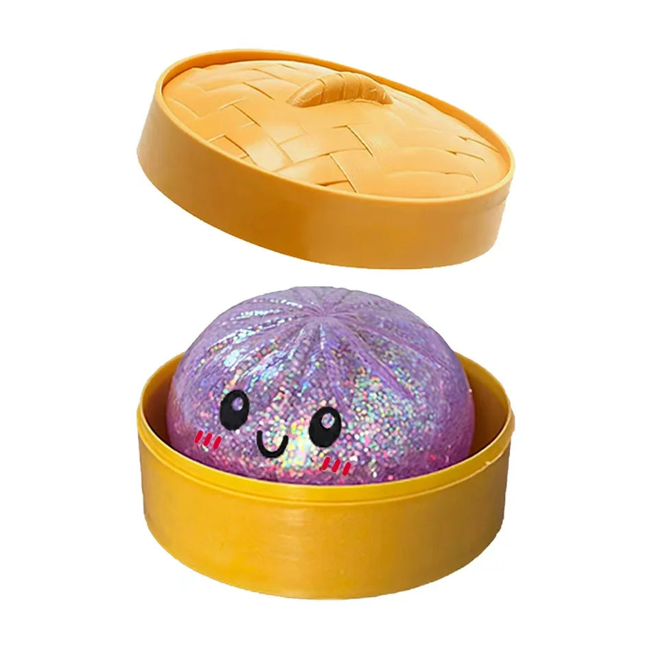 1–12PCS Glitter Dumpling Squishy with Box – Sensory Squeeze Stress Relief Fidget Toy, Glitter Dumplings Set