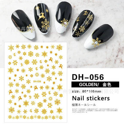 3D Christmas Nail Art Stickers – Snowflake & Winter Tree Nail Decals for Nail Tips Decoration