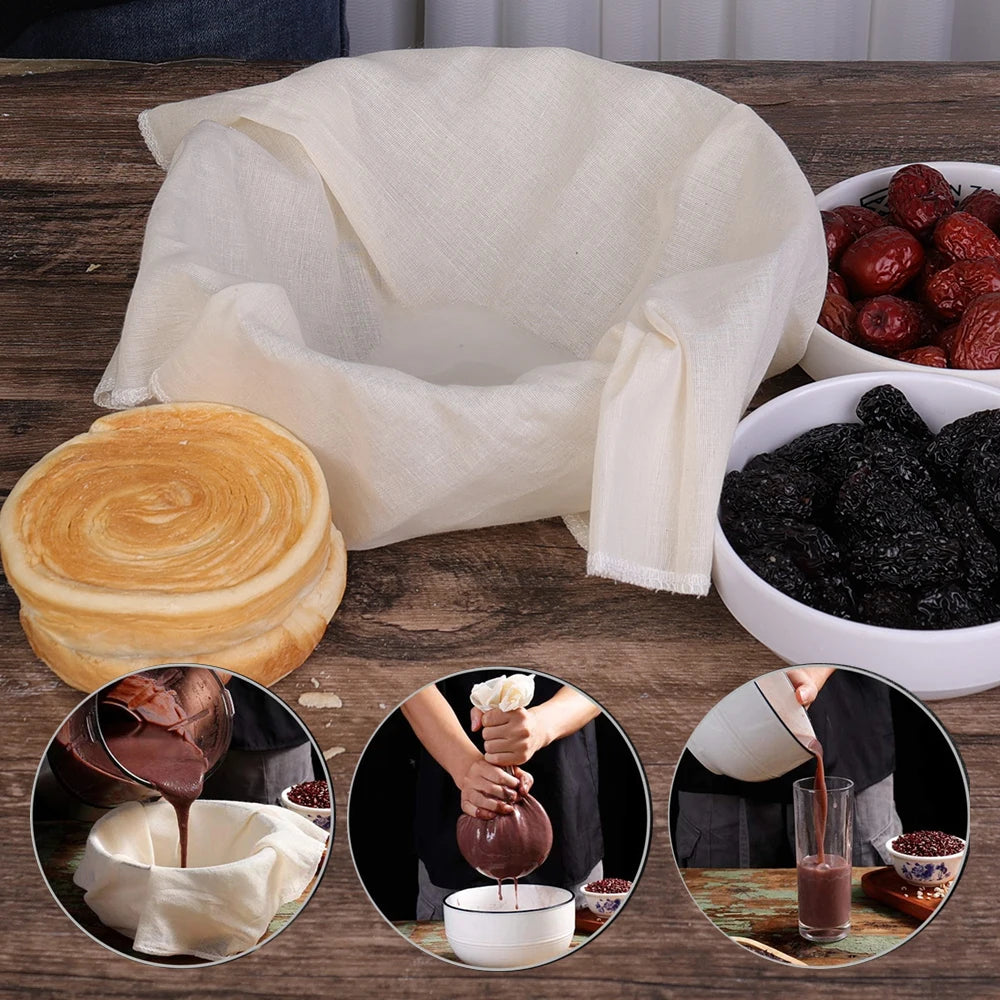 Reusable Nut Milk Bag – Natural Unbleached Cotton Fine Mesh Strainer for Cheese, Yogurt & Tofu