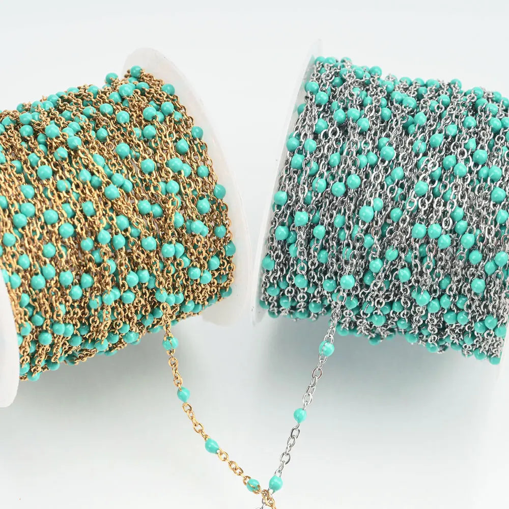 1M Stainless Steel Enamel Bead Chain – Colorful Dripping Oil DIY Chain for Necklaces, Bracelets & Jewelry Making