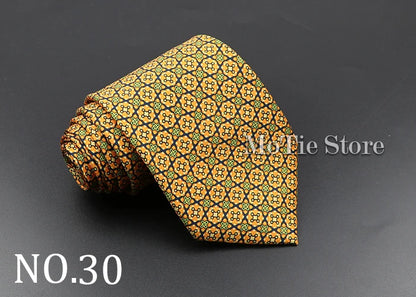 Men's 7.5cm Soft Silk Necktie – Floral & Dot Pattern Tie for Weddings, Business, Parties & Formal Wear