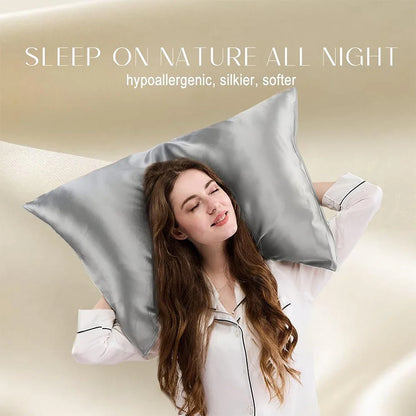 Taie d'Oreiller 100% Soie de Mûrier Pure – Housse de Coussin Double Face Rafraîchissante avec Fermeture Éclair Invisible, Douce et Respirante