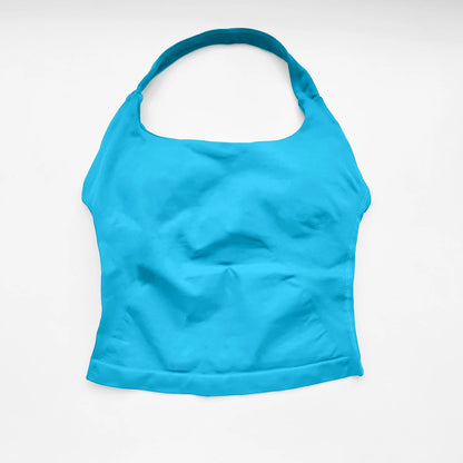 Top Deportivo Largo con Tiras para Mujer NCLAGEN – Top Halter Acolchado para Gimnasio, Yoga, Pilates, Correr y Entrenamientos de Fitness