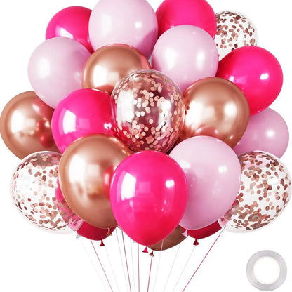 30 Globos de Látex Cromados – Globos de Helio Metálicos Blancos, Rosas y Azules para Decoración de Bodas, Cumpleaños, Baby Showers y Fiestas