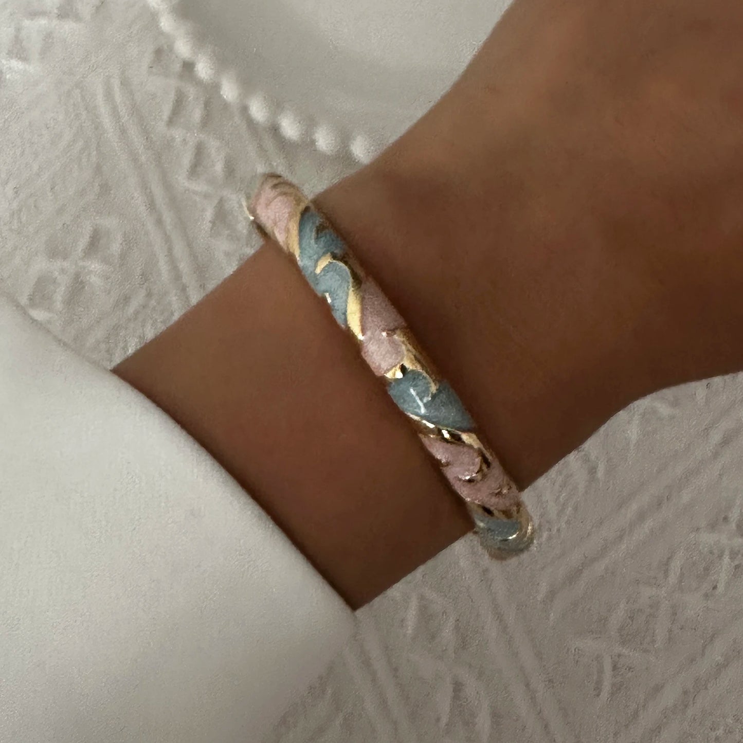 Elegante pulsera de esmalte de flores con circonitas – Pulsera retro chapada en oro con ojo turco floral para mujer | Joyería de moda para fiesta