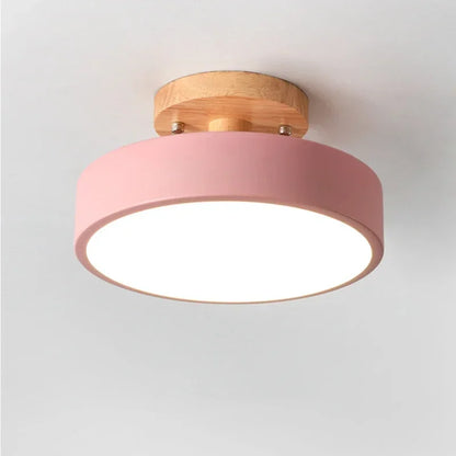 Lámpara de techo redonda de madera nórdica – Moderna lámpara de montaje empotrado para pasillo, dormitorio, baño, comedor y entrada