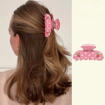 Pinzas para el pelo de cereza bonitas – Pinzas para el pelo de acetato con diamantes de imitación de frutas, flores y mariposas para mujeres y niñas | Accesorios para el pelo de moda Kawaii