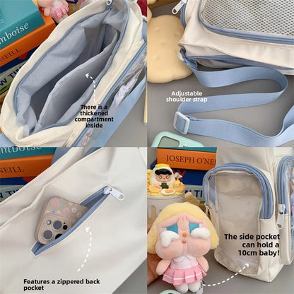 Bolso bandolera transparente de moda – Bolso de hombro Ita de gran capacidad para niñas, bolso mensajero de estilo escolar a la moda, bolso Kawaii versátil para uso diario y accesorios