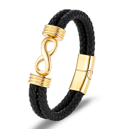 Inspirational Infinity Number 8 Leather Bracelet for Men – Motivational Cuff Bangle, Anniversary & Father’s Day Gift